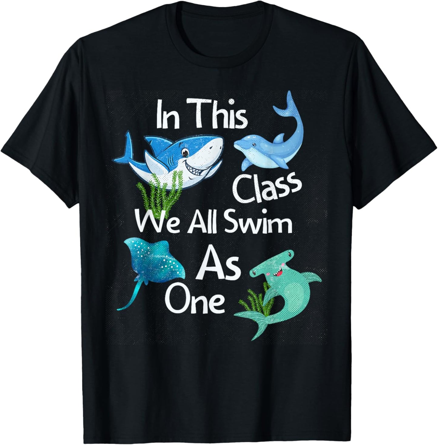 Back To School Shark Ocean Life Inclusive Elementary Teacher T-Shirt - T-Shirt | Black