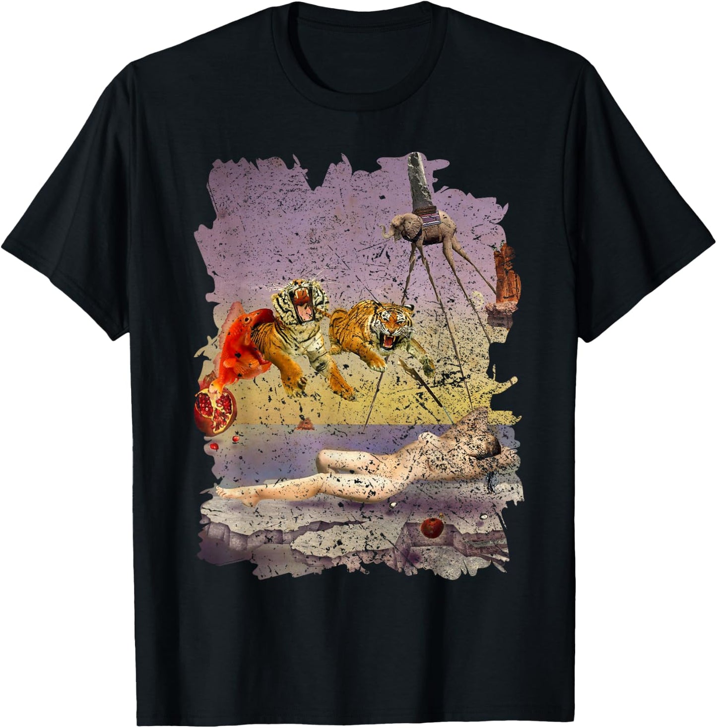 Dream Caused by the Flight of a Bee Famous Painting By Dali T-Shirt - T-Shirt | Black