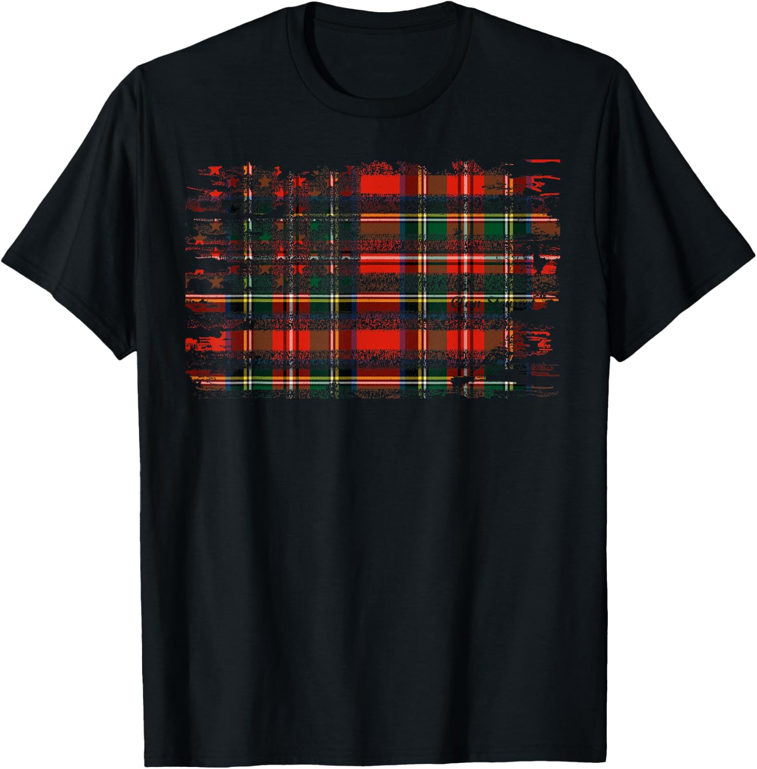 Stewart american flag scottish clan tartan T-Shirt - T-Shirt | Black