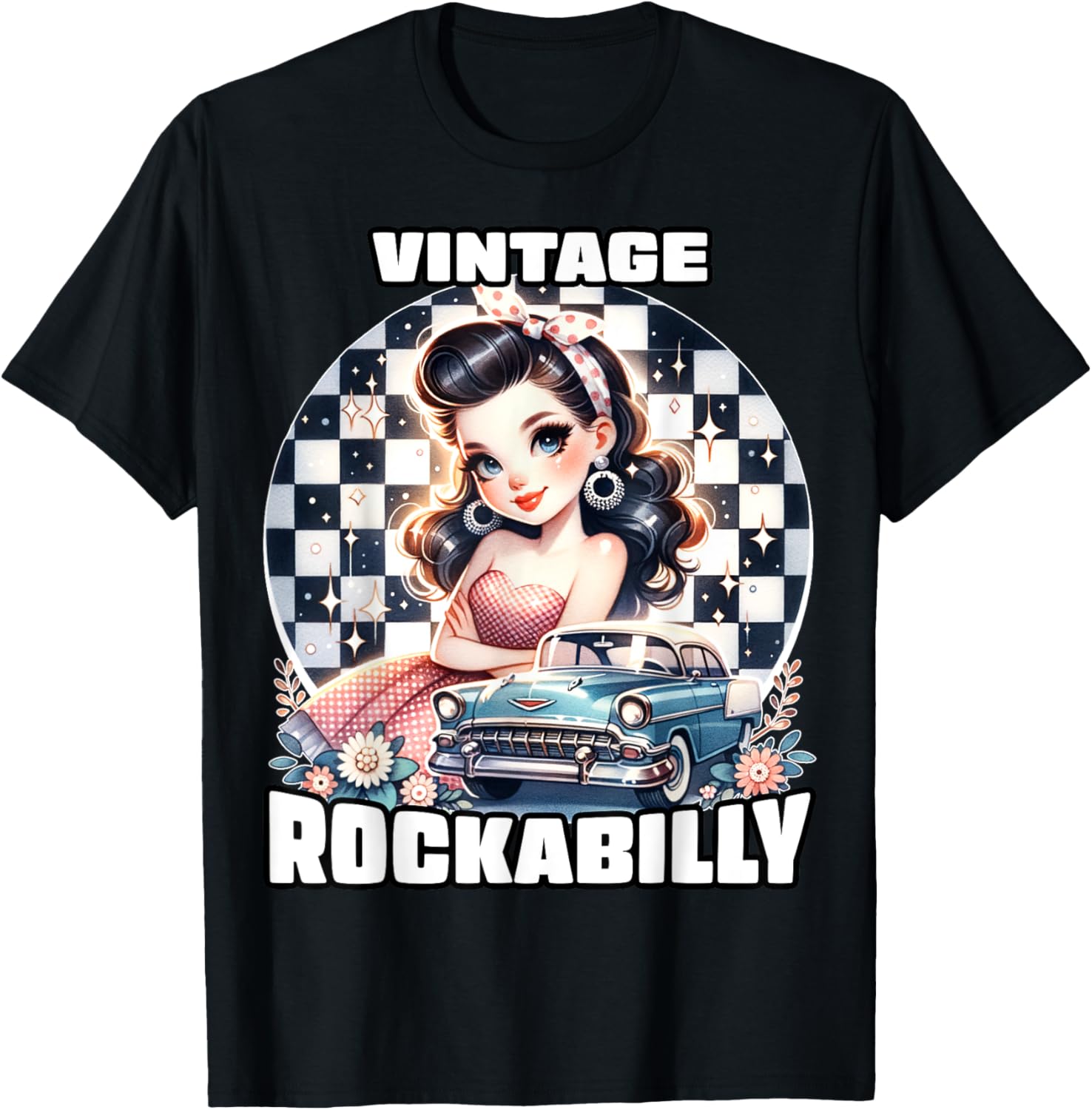 Vintage Rockabilly 50s Sock Hop Dance Doo Wop 1950s Art T-Shirt - T-Shirt | Black