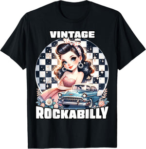 Vintage Rockabilly 50s Sock Hop Dance Doo Wop 1950s Art T-Shirt - T-Shirt | Black