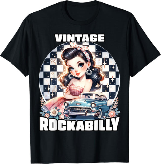 Vintage Rockabilly 50s Sock Hop Dance Doo Wop 1950s Art T-Shirt - T-Shirt | Black