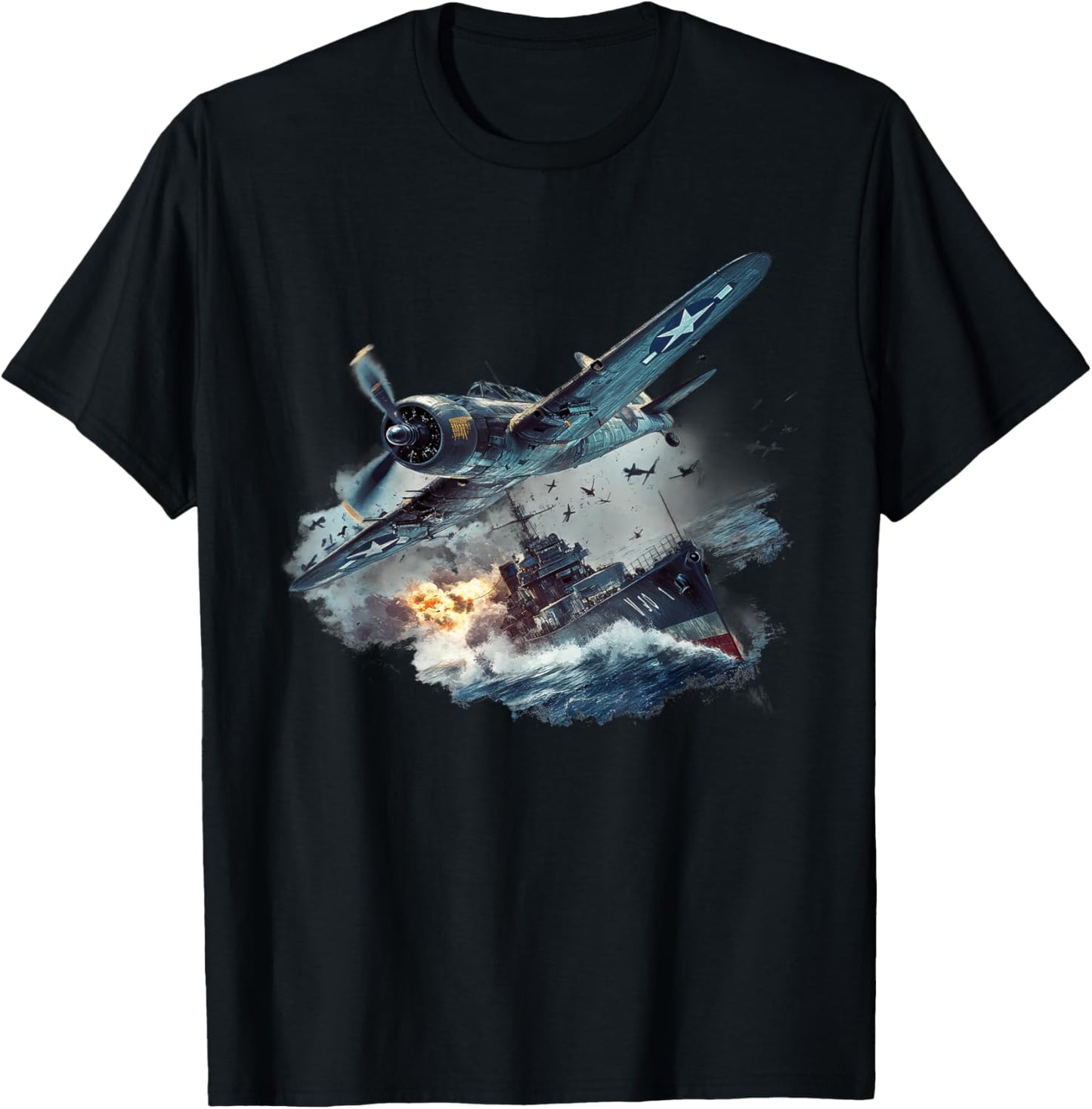Military F&L Design Co. Ww2 Battleship Fighter Planes Naval Warfare T-Shirt - T-Shirt | Black