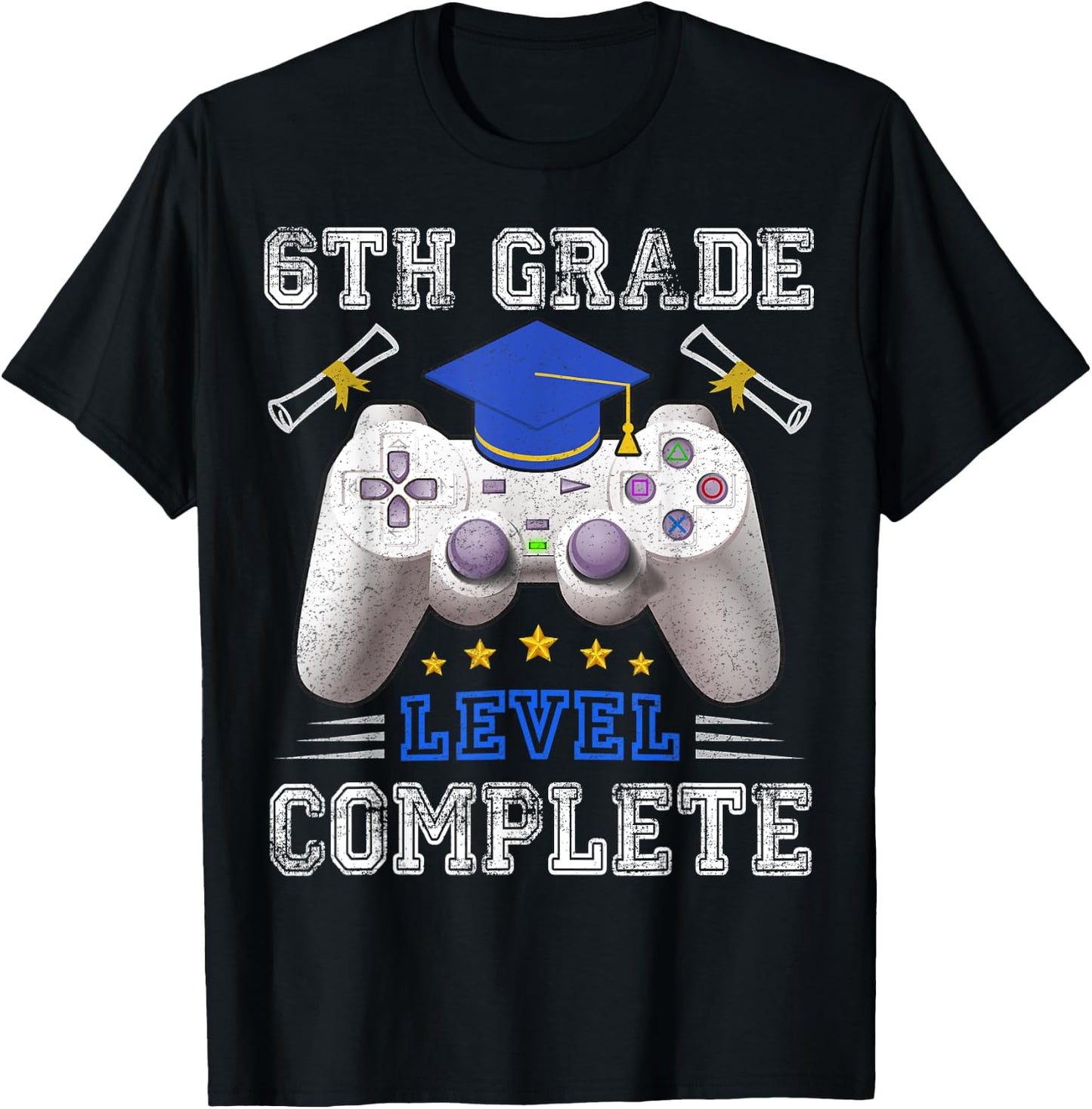 6th Grade Level Complete Gamer Class Of 2025 Graduation T-Shirt - T-Shirt | Black