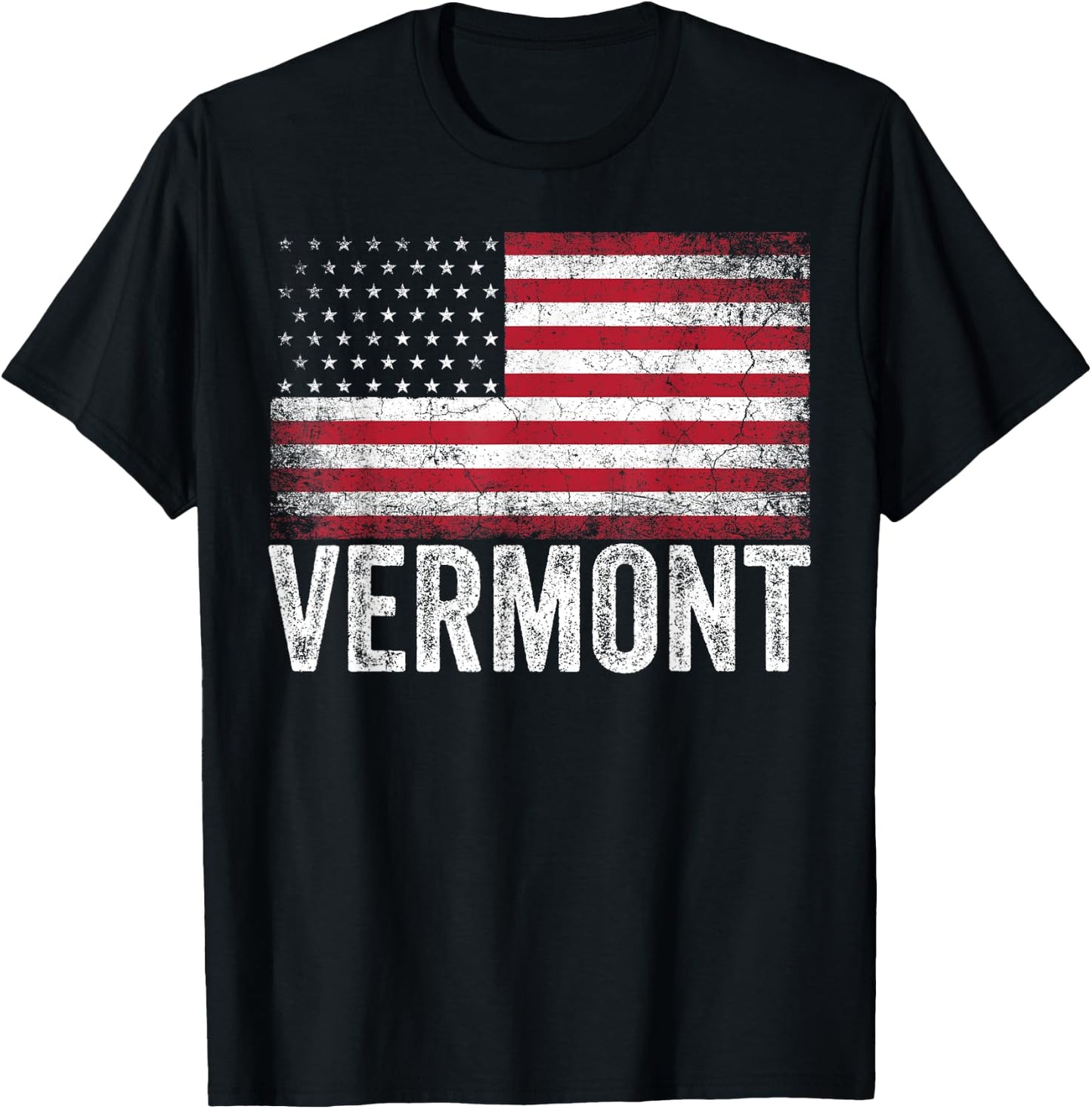 Vermont American Flag 4th of July Vintage Men Women USA T-Shirt - T-Shirt | Black