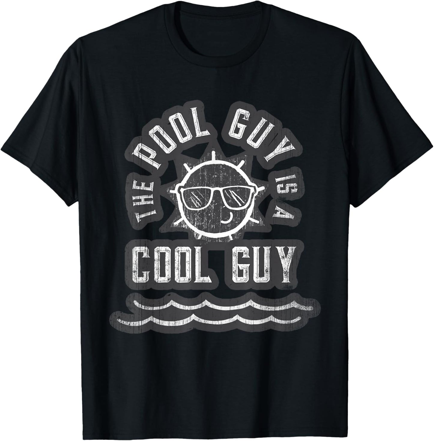 Funny THE POOL GUY Is a COOL Boy Cabana Summer Trip Crew T-Shirt - T-Shirt | Black