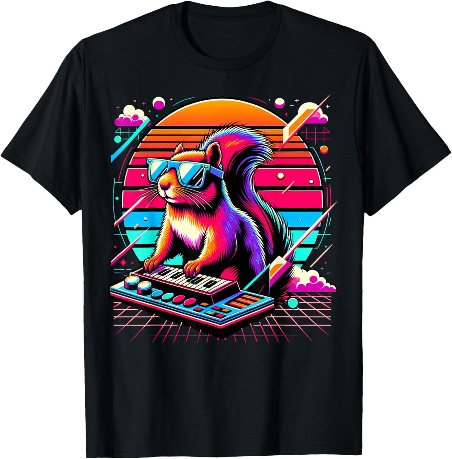 and Kids Vintage Retro Squirrel Lover T-Shirt - T-Shirt | Black