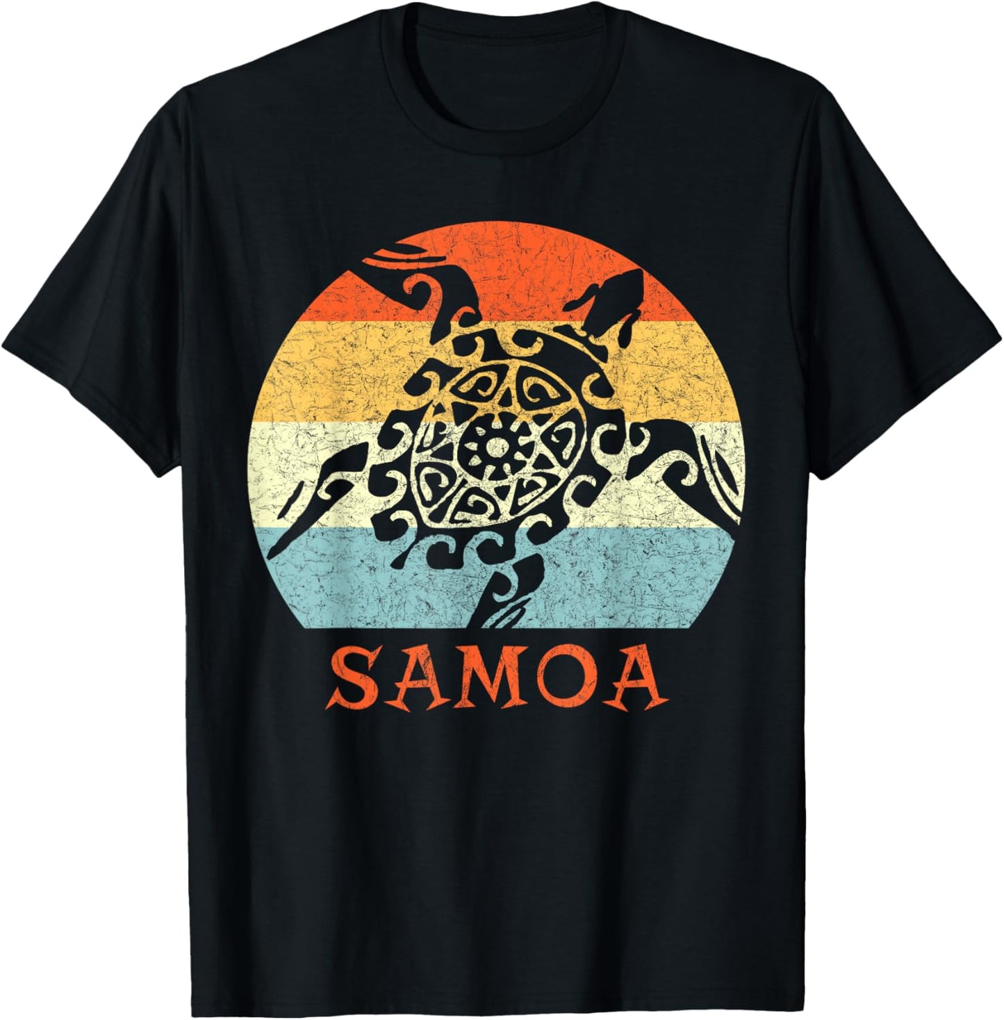 Samoa,Vintage Retro Turtle Vacation Gift T-Shirt - T-Shirt | Black