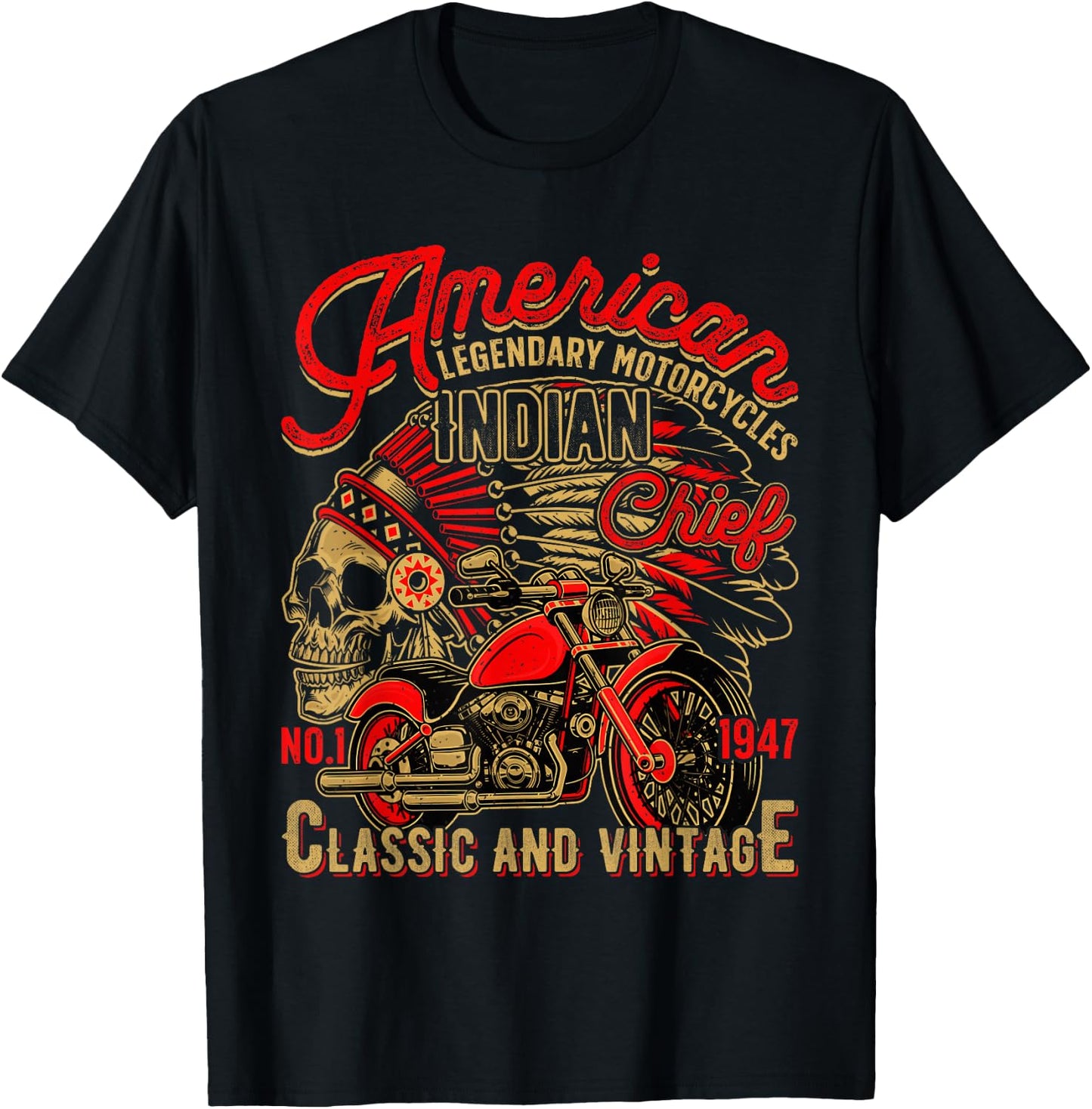 Christmas Motocross Motorcycle Biker Vintage Retro American T-Shirt - T-Shirt | Black