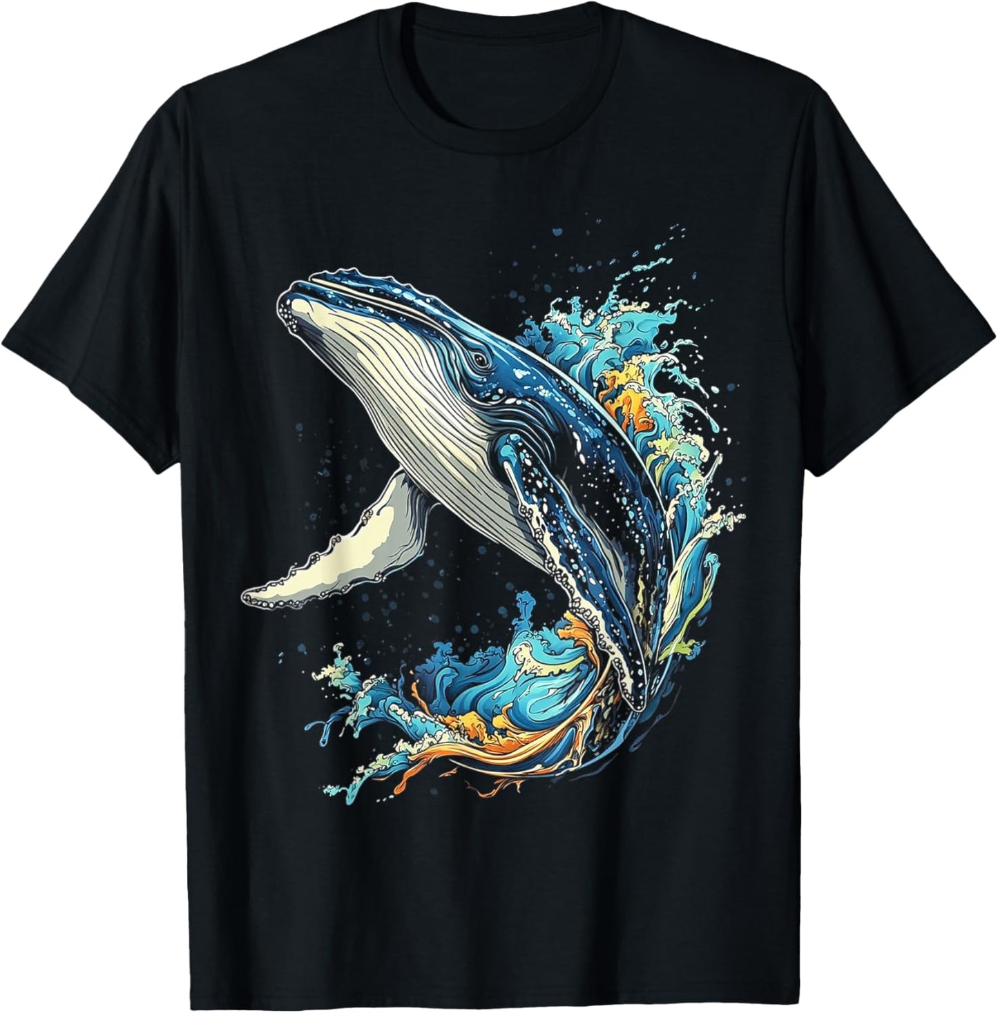 Buckelwal Tier Grafik Illustration Buckelwal T-Shirt - T-Shirt | Black