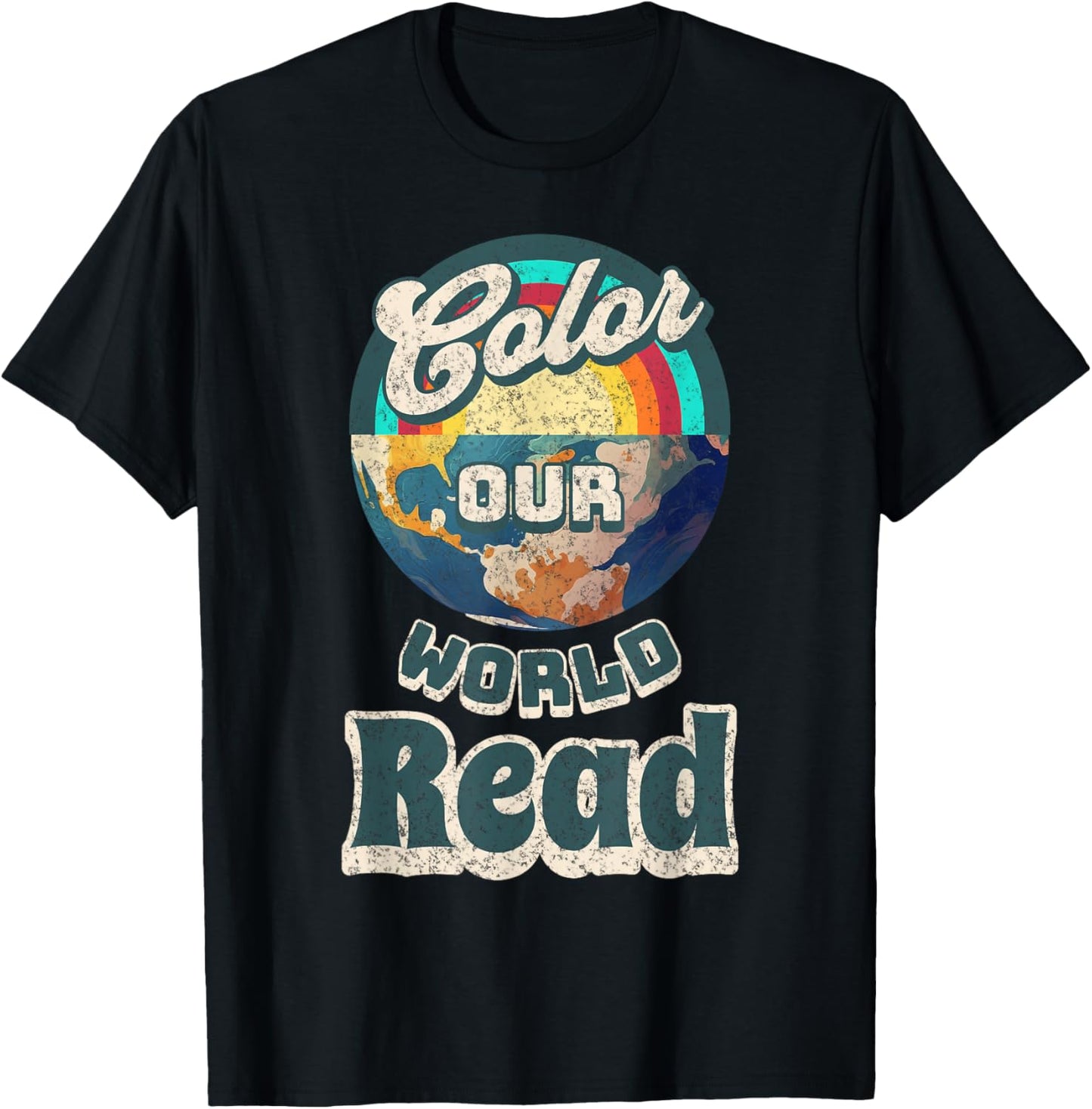 Reading is a Super Power Color Our World READ T-Shirt - T-Shirt | Black
