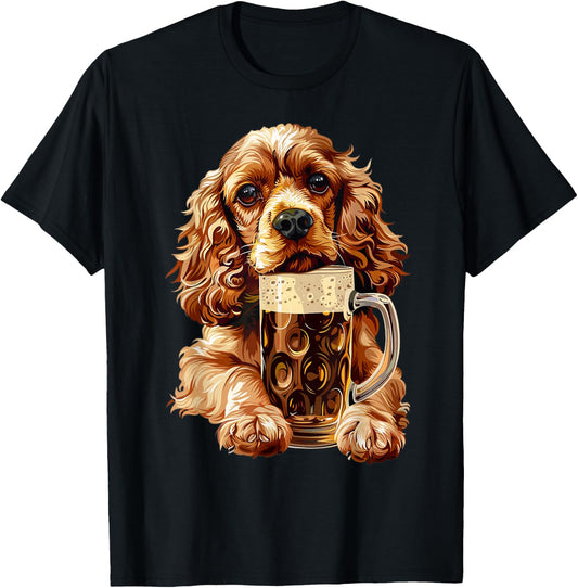 Cocker Spaniel Beer T-Shirt - T-Shirt | Black
