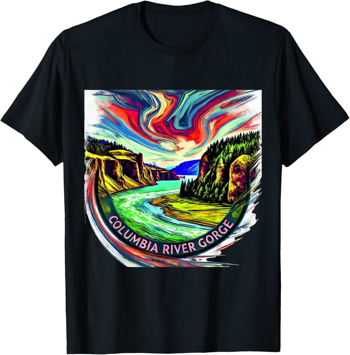 Columbia River Gorge artsy T-Shirt - T-Shirt | Black