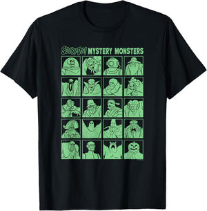 Scooby-Doo Mystery Monsters Group Shot Panels Numerous T-Shirt - T-Shirt | Black