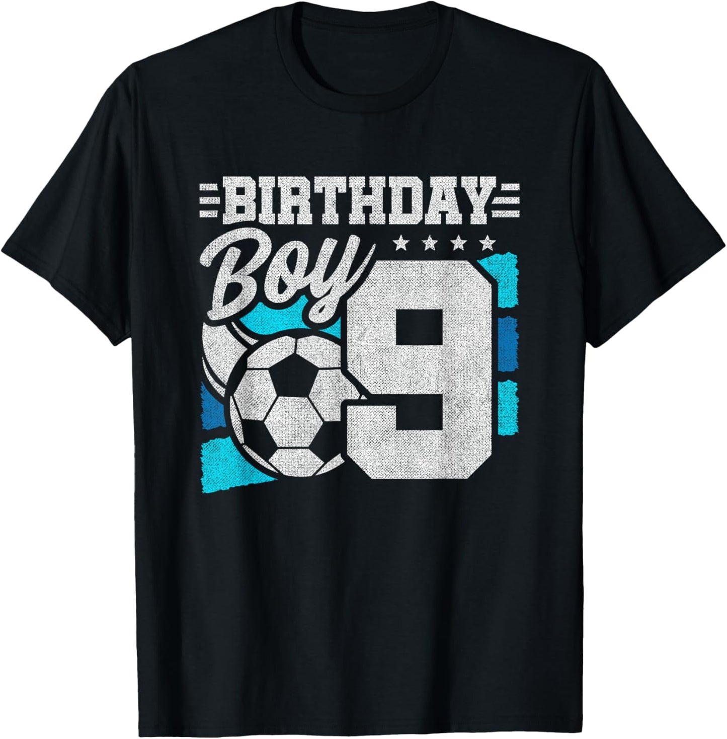 Soccer Birthday Party - 9 Year Old Boy - 9th Birthday T-Shirt - T-Shirt | Black