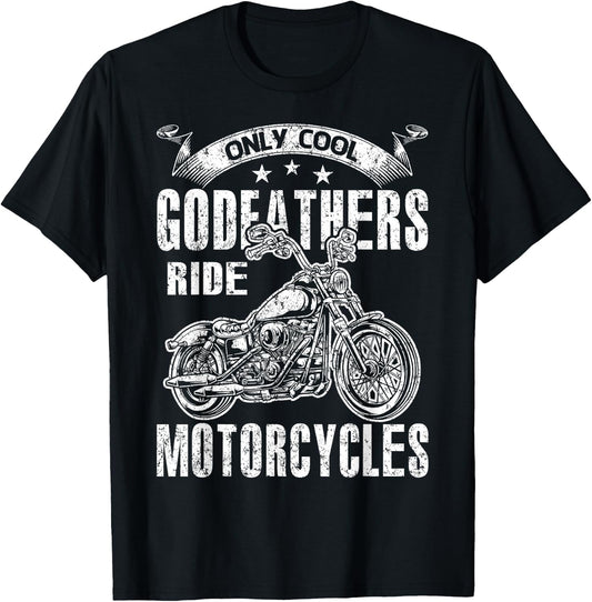 Only Cool Godfathers Rides Motorcycles T-Shirt - T-Shirt | Black