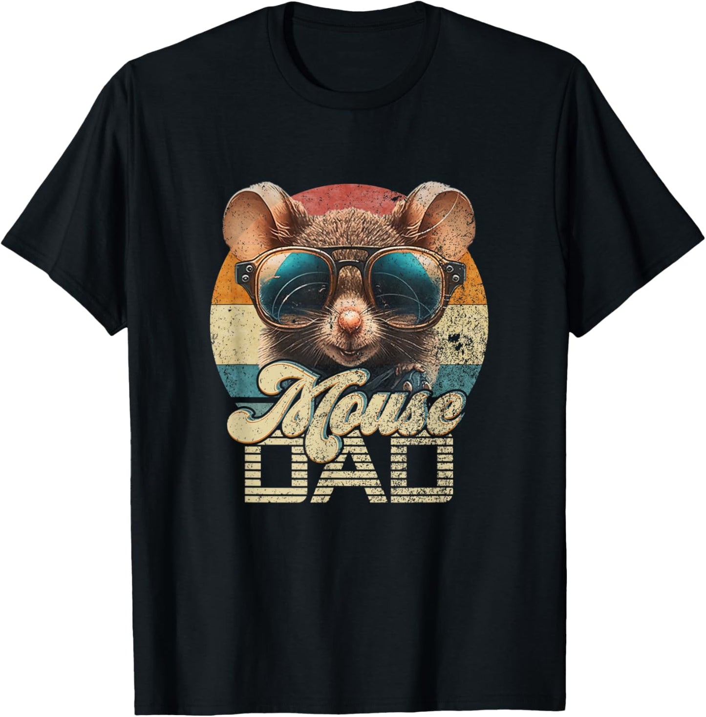 Vintage Retro Mouse Dad Best Daddy Funny Fathers Day T-Shirt - T-Shirt | Black