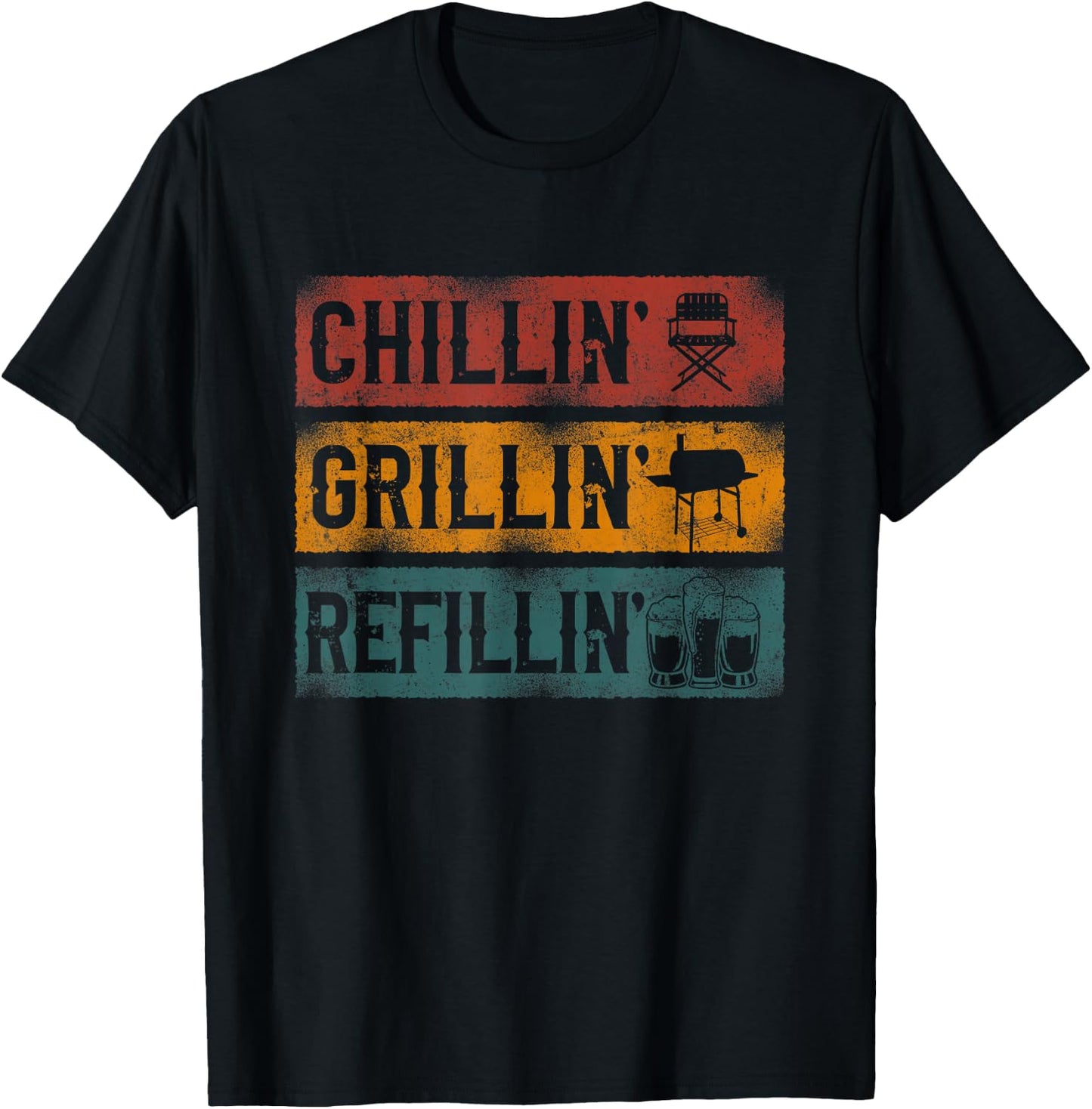 BBQ Smoker Chillin' Grillin' Refillin' T-Shirt - T-Shirt | Black