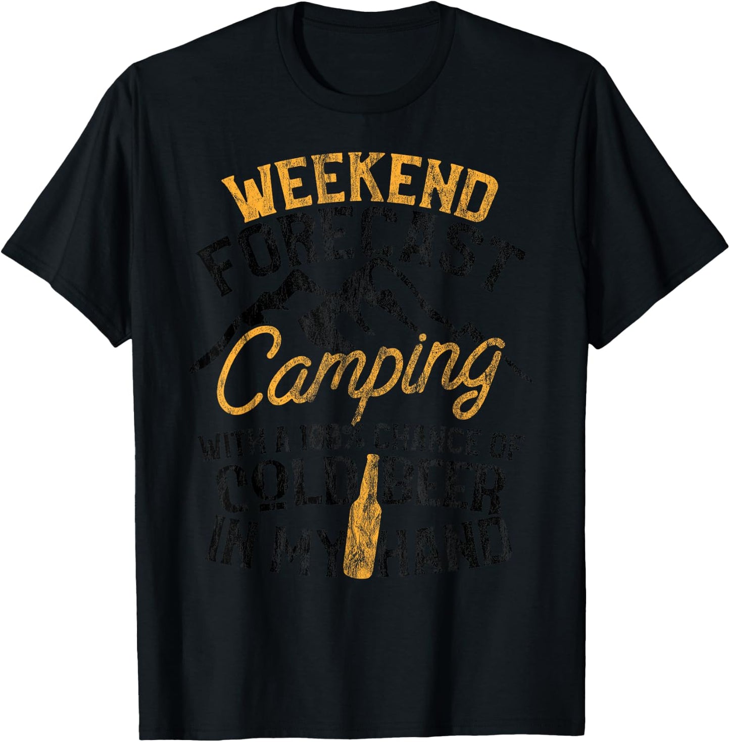 Funny Camping Weekend Forecast 100% Chance Beer T-Shirt - T-Shirt | Black