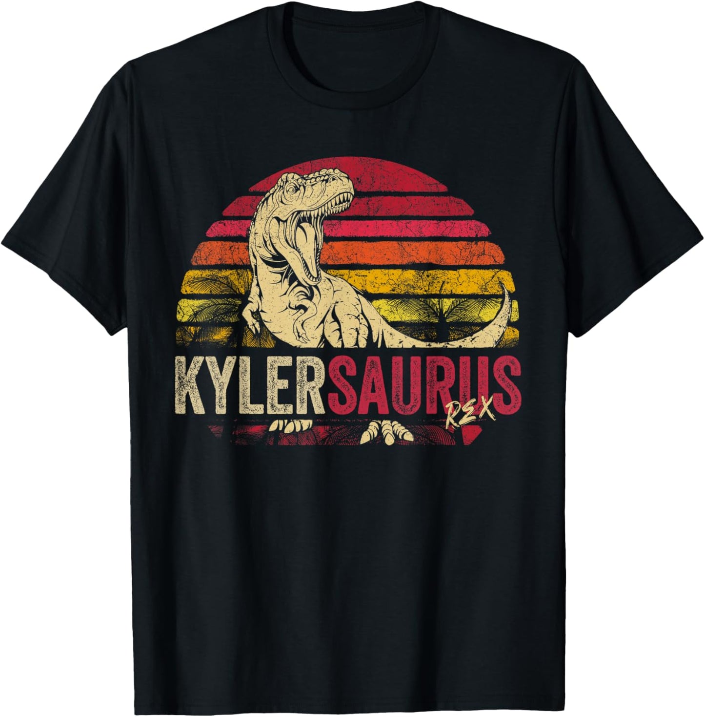 Kyler Saurus Funny Personalized Dinosaur T Rex Boys Name T-Shirt - T-Shirt | Black