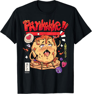 Pankakke Kawaii Pancake Funny Japanese Naughty Foodie Pun T-Shirt - T-Shirt | Black