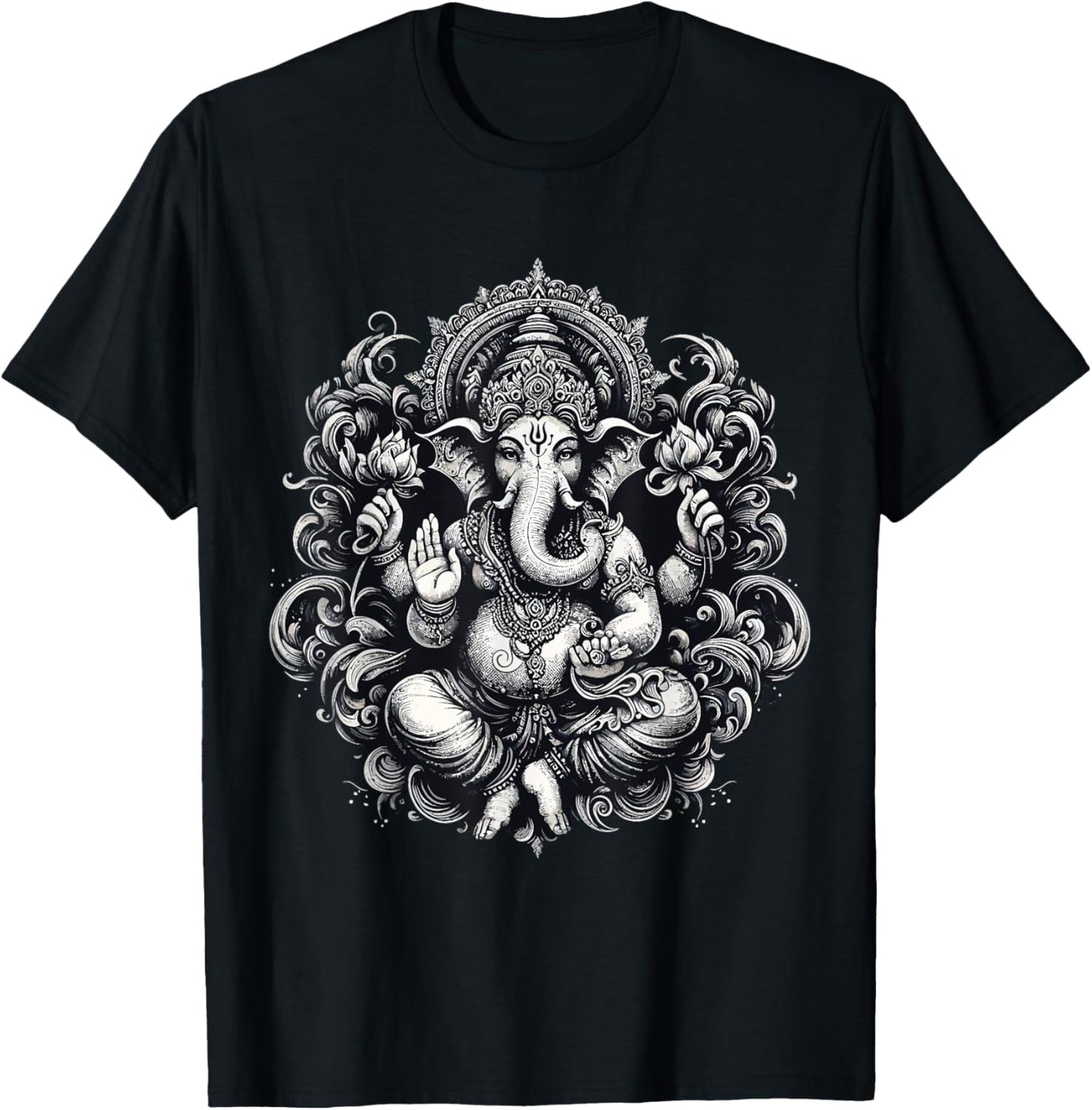 Ganesh Symbol Yoga Hindu Elephant God Ganesha Puja T-Shirt - T-Shirt | Black
