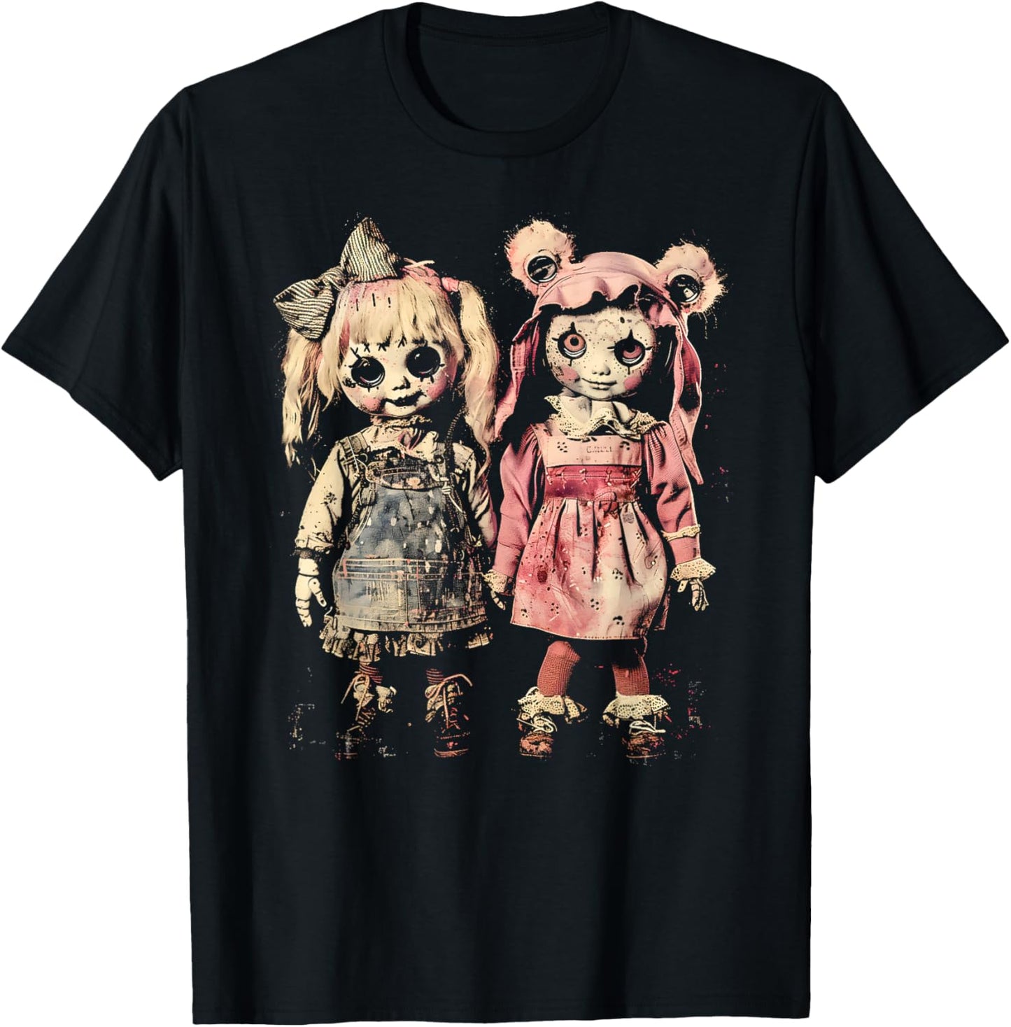 Creepy Doll Haunted Toy Horror Pastel Goth Alt Scary Dolls T-Shirt - T-Shirt | Black