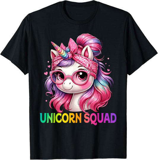 Unicorn Squad - Graceful Unicorn with leopard Bandana T-Shirt - T-Shirt | Black