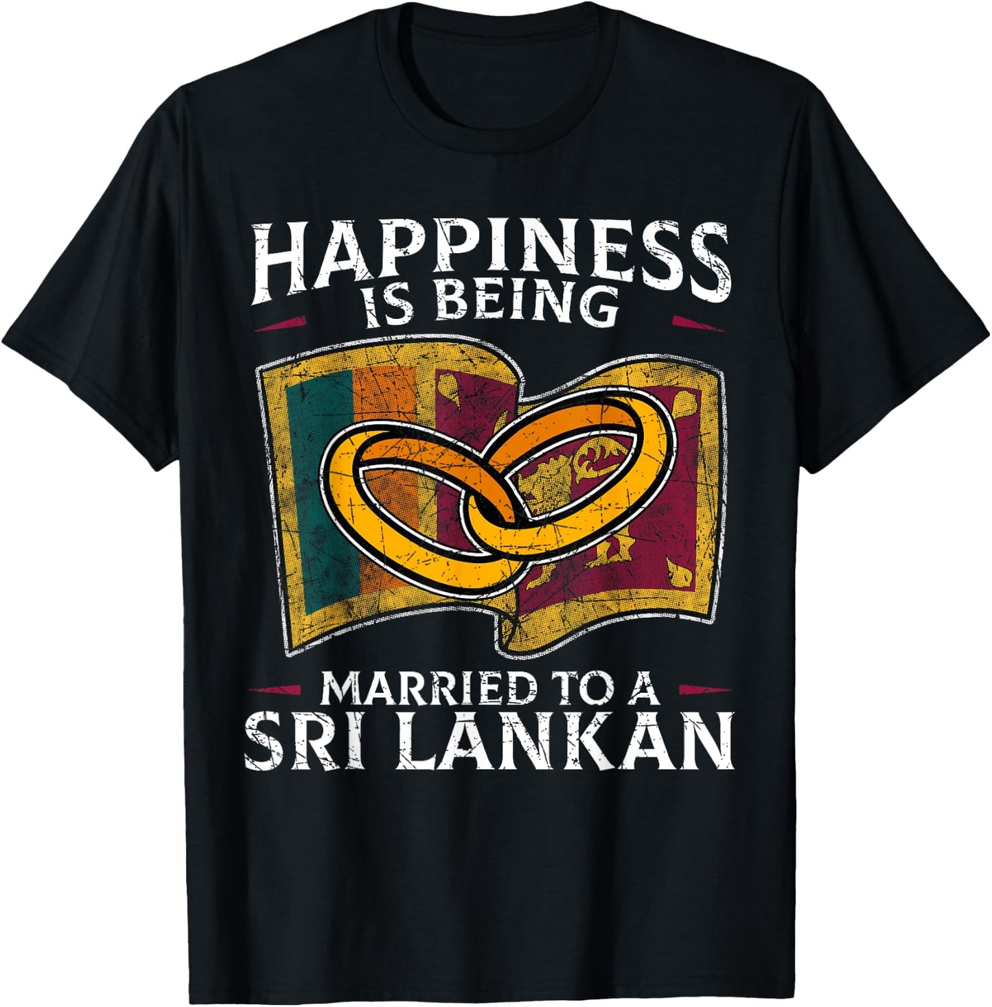Sri Lankan Wedding Sri Lanka Heritage Roots Flag Married T-Shirt - T-Shirt | Black