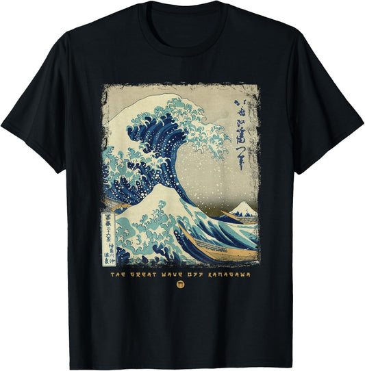 Great Wave Off Kanagawa Japanese Painting Art T-Shirt - T-Shirt | Black