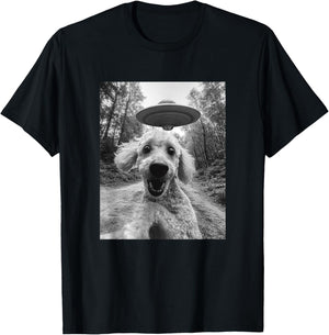Poodle UFO Meme - Funny Poodle Selfie with UFO T-Shirt - T-Shirt | Black