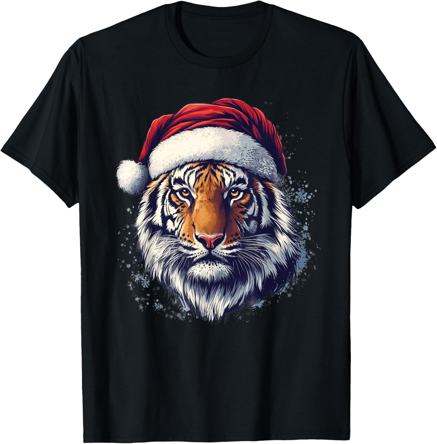 Tiger Santa Hat Funny Zookeeper Tiger Lover Christmas Pajama T-Shirt - T-Shirt | Black