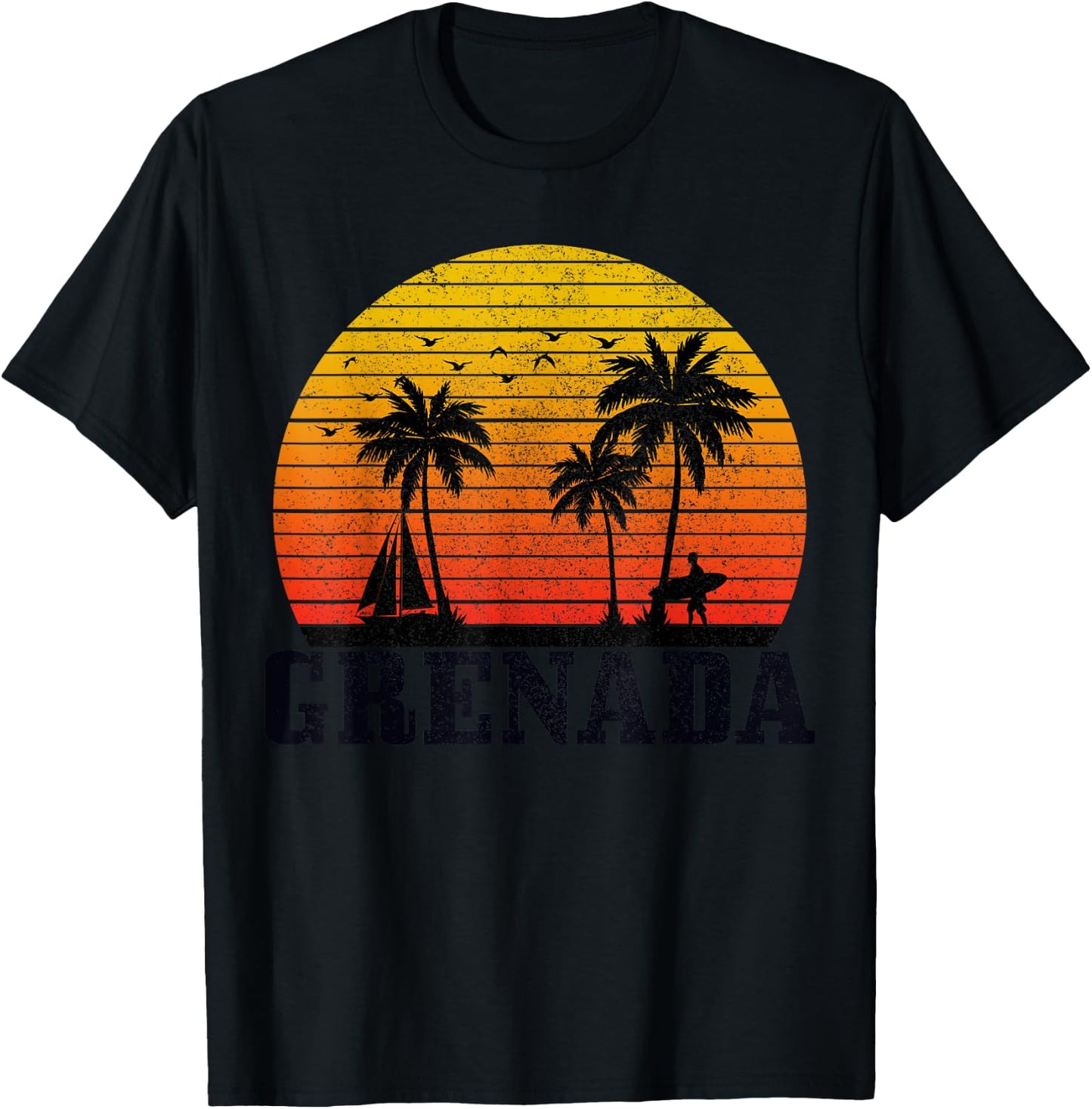 Grenada Surfer Vintage Caribbean Souvenir T-Shirt - T-Shirt | Black