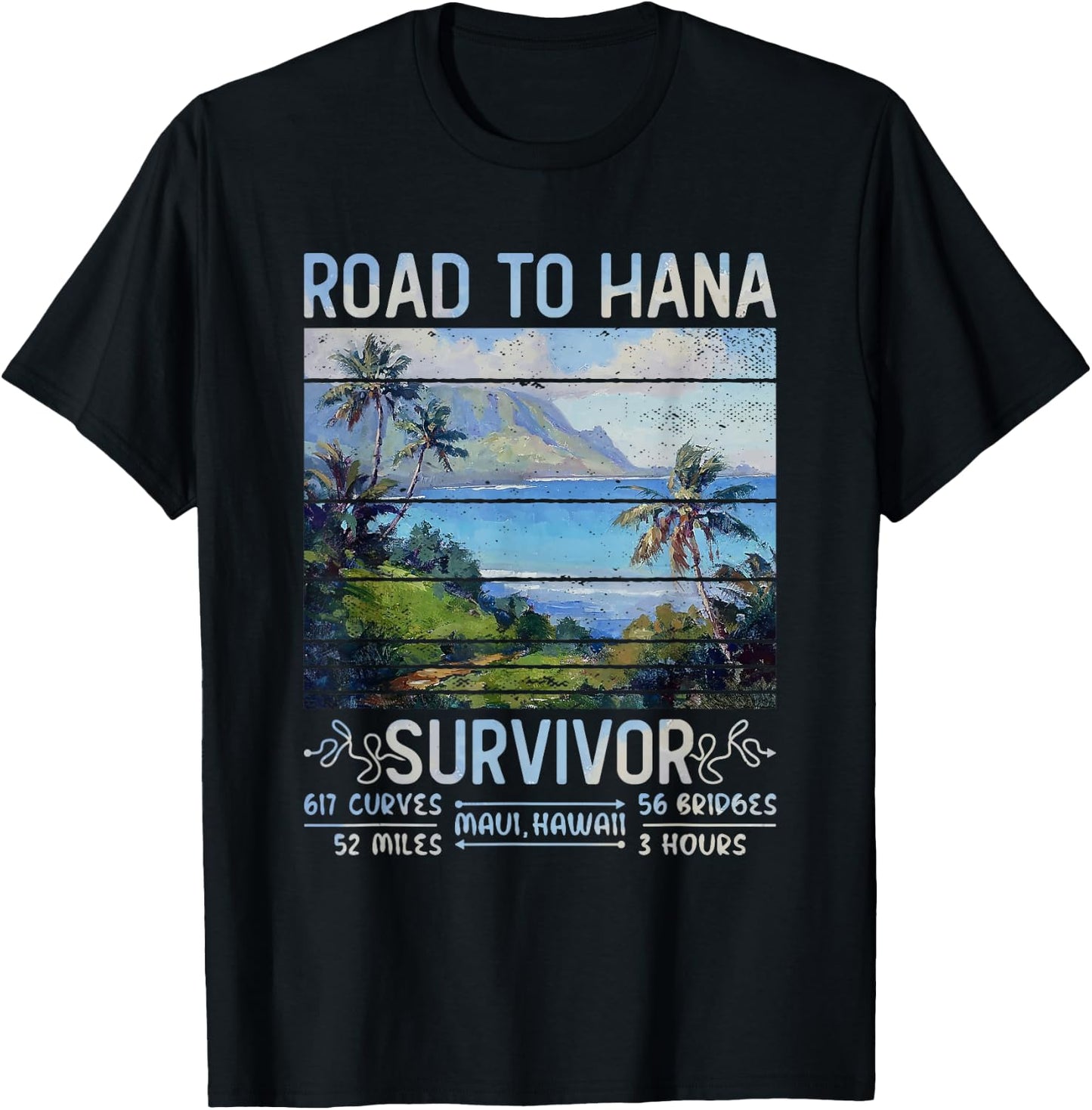RJC Road to Hana Survivor Maui Hawaii Trip Adventure T-Shirt - T-Shirt | Black