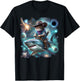 Cat Riding Shark Rainbow Galaxy Cat Cowboy Shark Humor T-Shirt - T-Shirt | Black