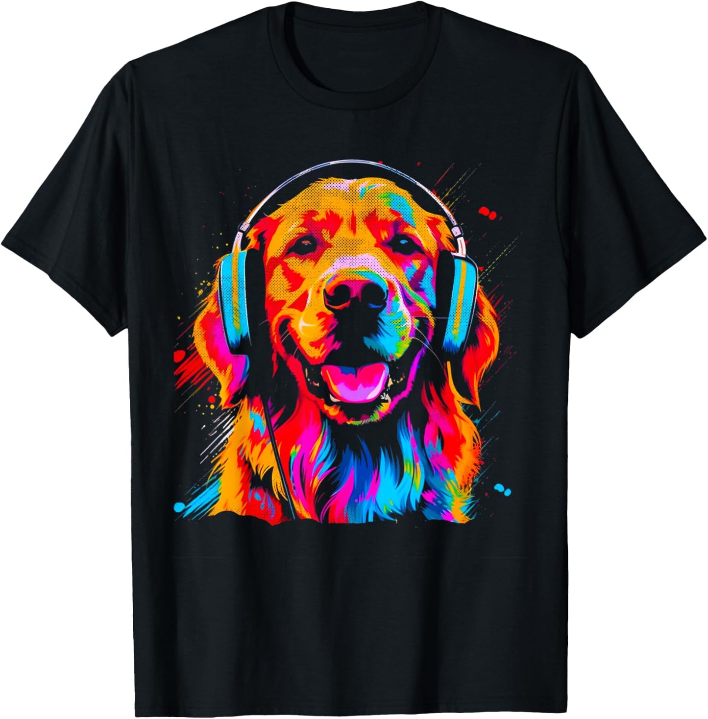Vintage Golden Retriever DJ Dog Music Festival Graphic T-Shirt - T-Shirt | Black