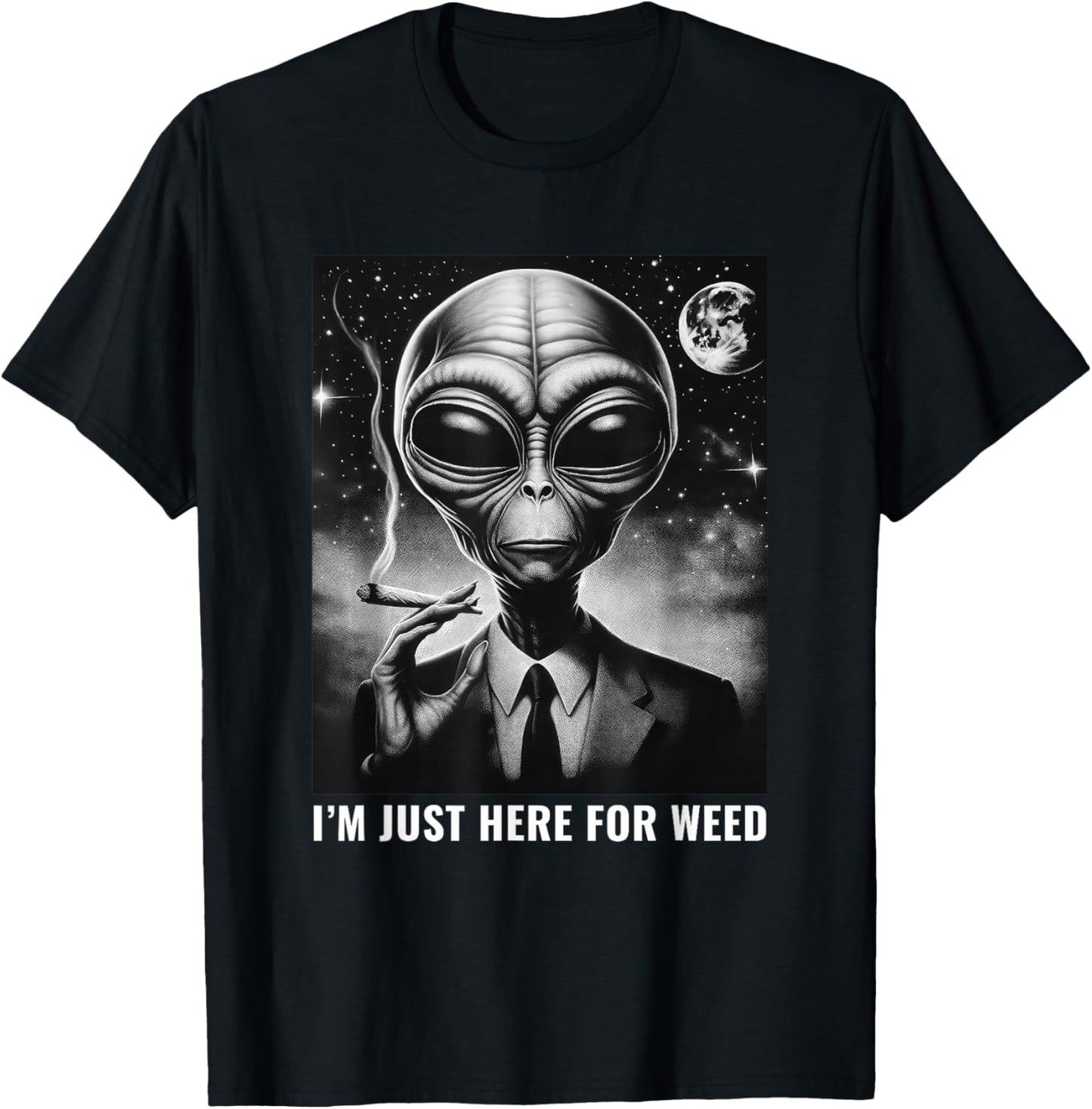 Weed Stoner Funny Alien 420 Joint Marijuana Cannabis T-Shirt - T-Shirt | Black