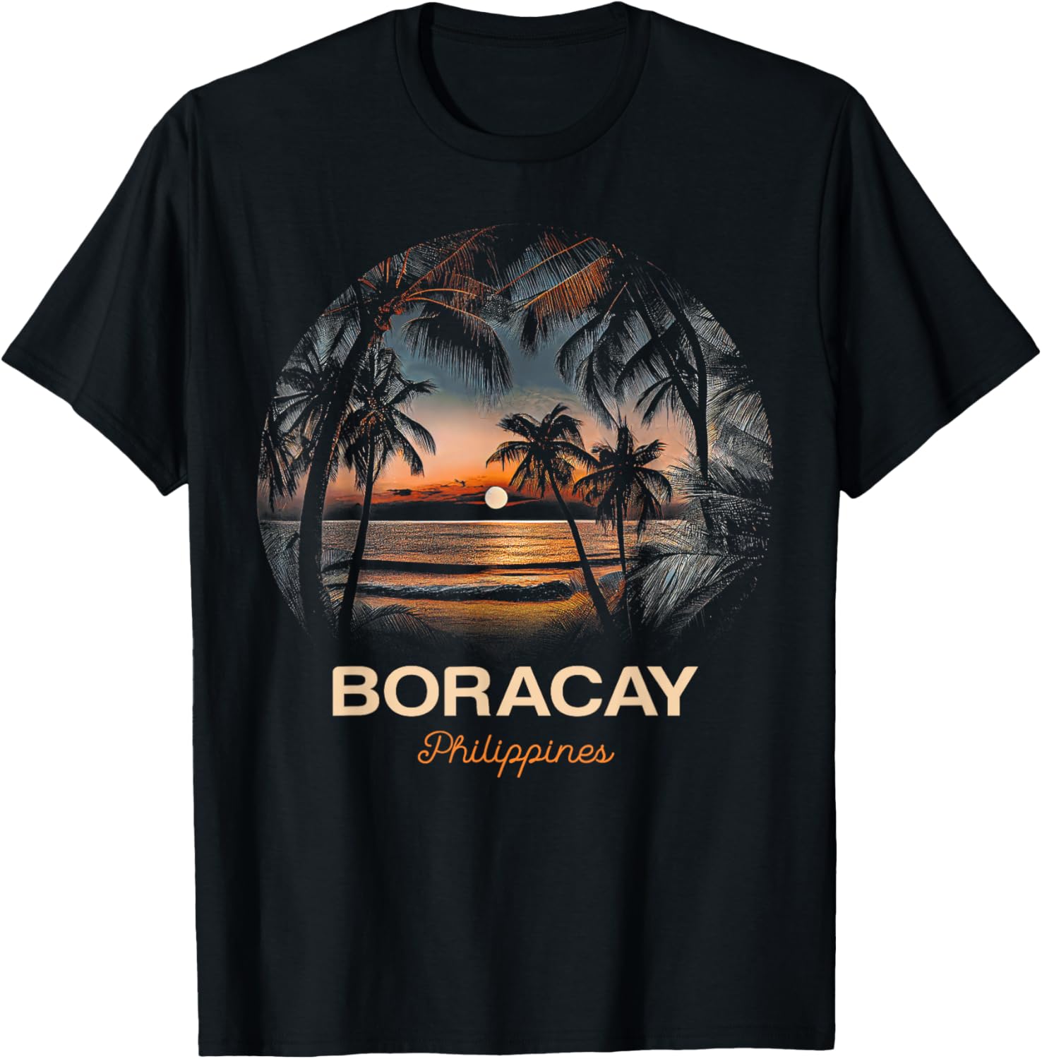 Vacation Souvenir Palm Tree Boracay T-Shirt - T-Shirt | Black