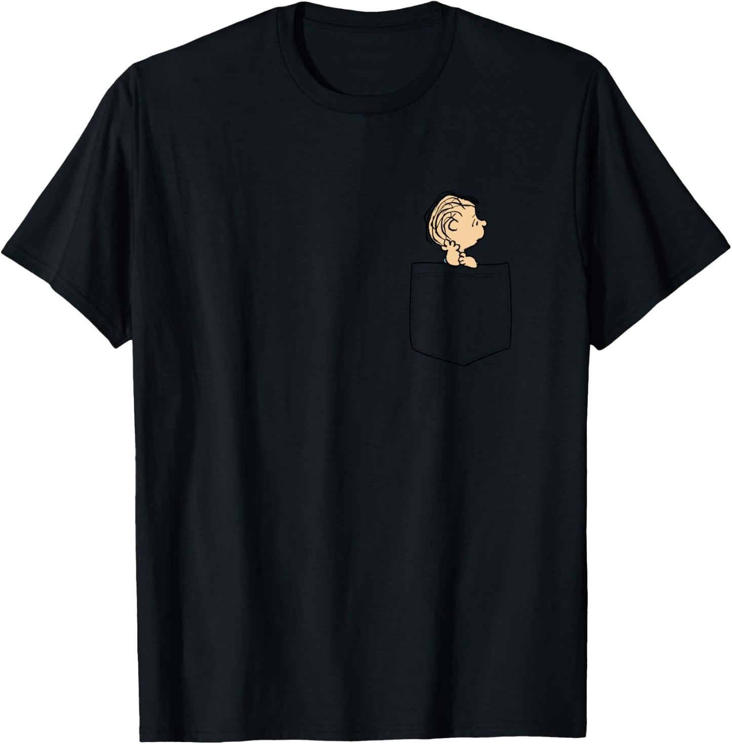 Peanuts Linus Faux Pocket T-Shirt - T-Shirt | Black