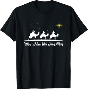 Wise Men Still Seek Him Christian Christmas Jesus Design T-Shirt - T-Shirt | Black