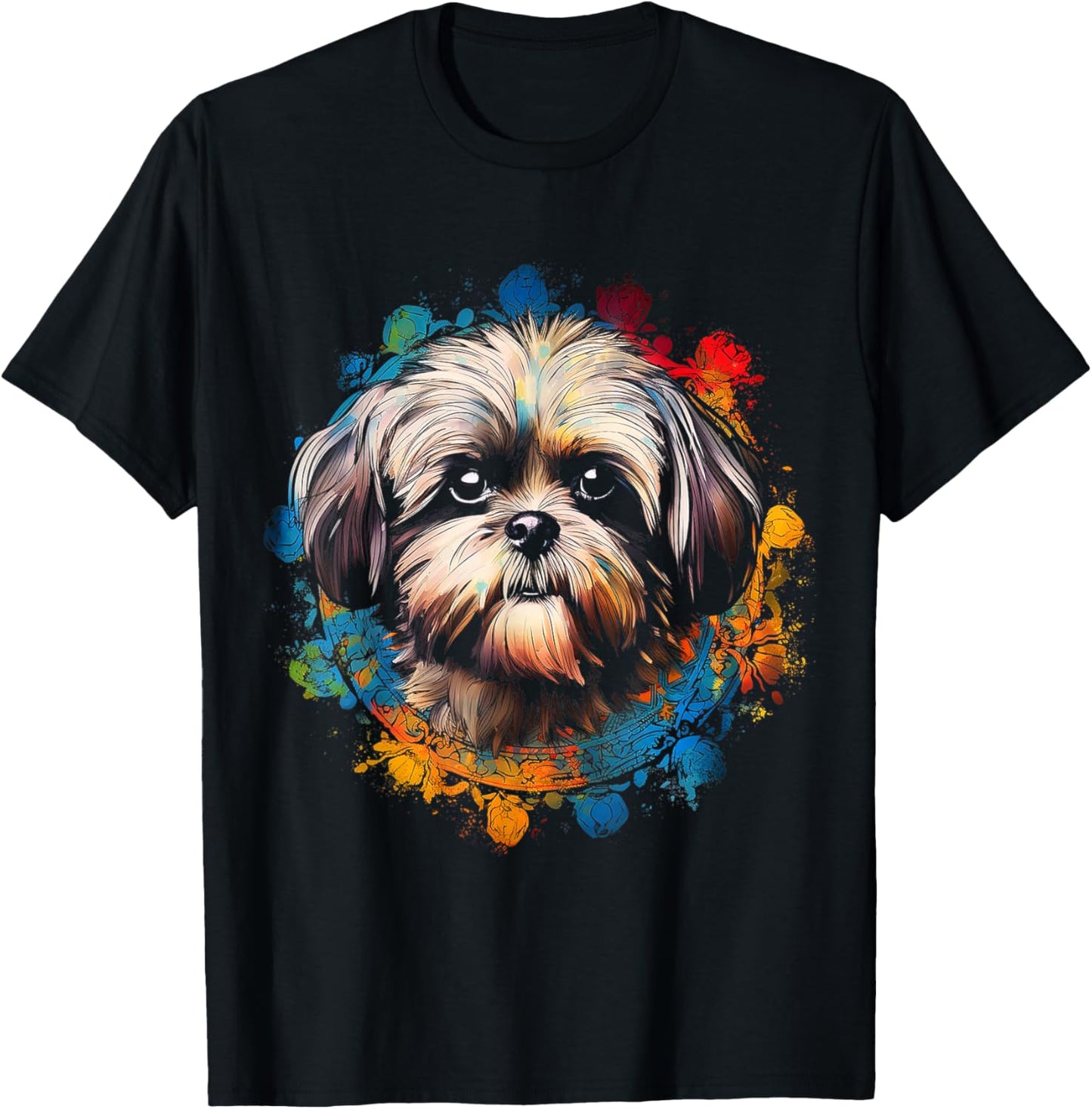 Shih Tzu Graphic Pet Art Dog Shih Tzu T-Shirt - T-Shirt | Black