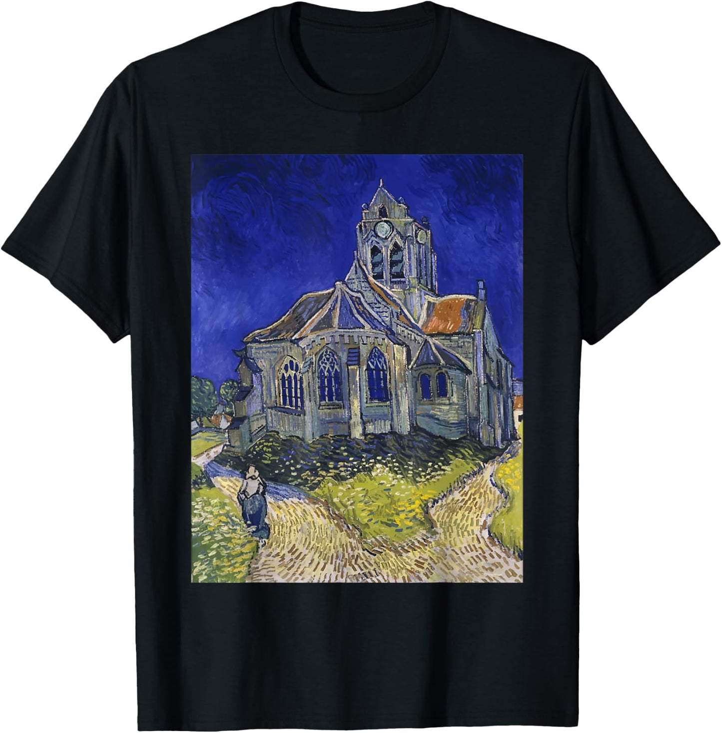 The Church at Auvers by Vincent van Gogh Art T-Shirt - T-Shirt | Black