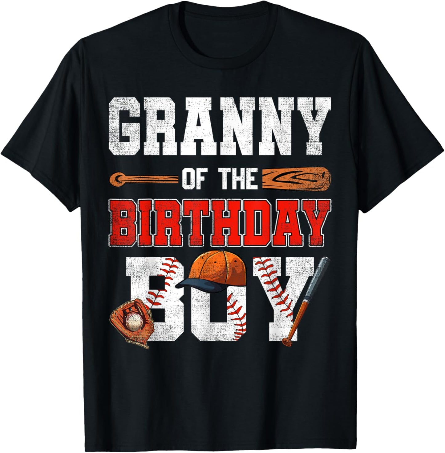 Granny Of The Birthday Boy Baseball Bday Family T-Shirt - T-Shirt | Black