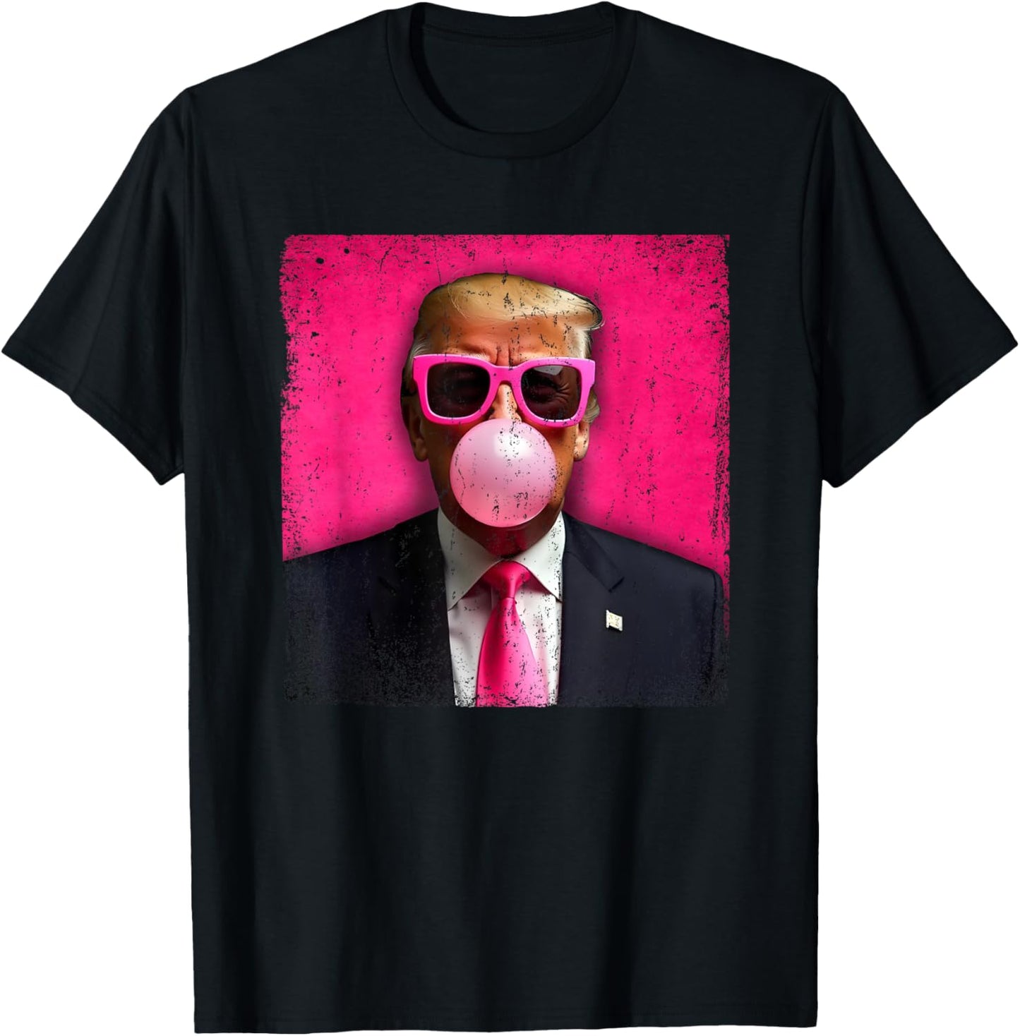 Trump Bubble Gum Pink Sunglasses Funny T-Shirt - T-Shirt | Black