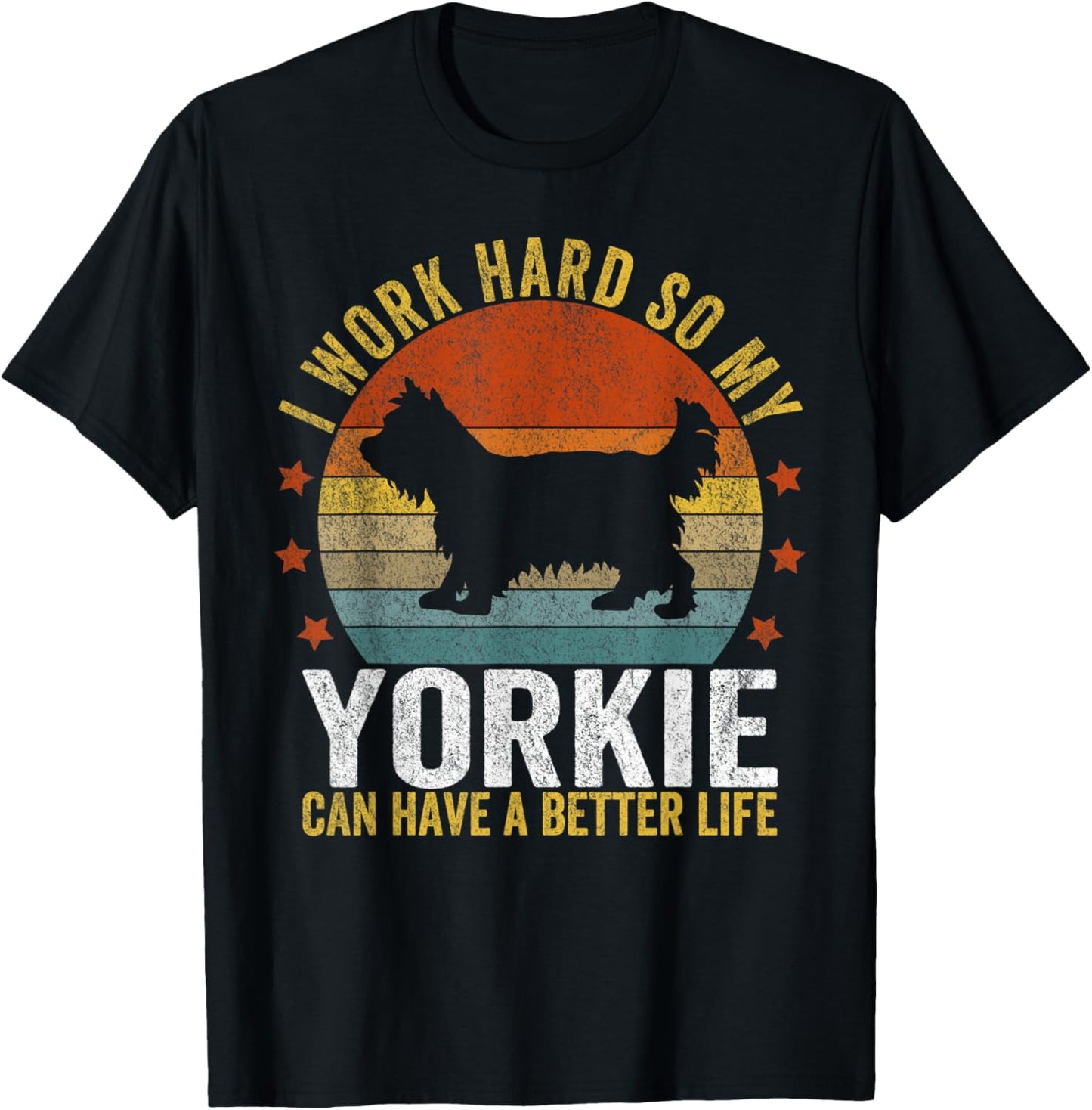Funny Yorkie Mom Yorkie Dad Yorkshire Terrier Lover Retro T-Shirt - T-Shirt | Black