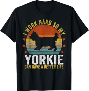 Funny Yorkie Mom Yorkie Dad Yorkshire Terrier Lover Retro T-Shirt - T-Shirt | Black