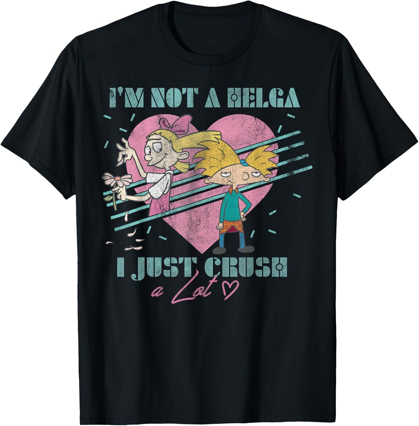 Hey Arnold! I'm Not Helga I Just Crush A Lot T-Shirt - T-Shirt | Black