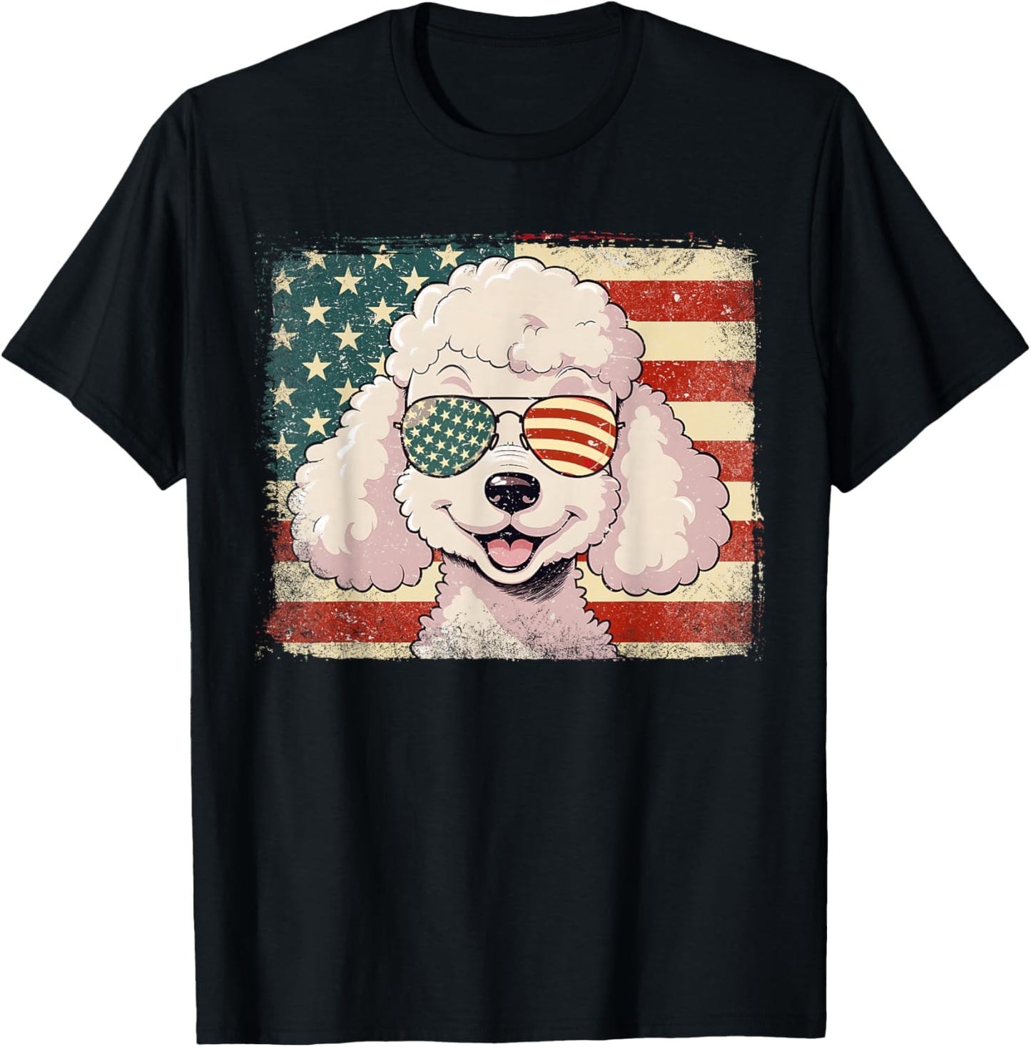 Patriotic Toy Poodle Dog Lover USA Flag 4th Of July T-Shirt - T-Shirt | Black