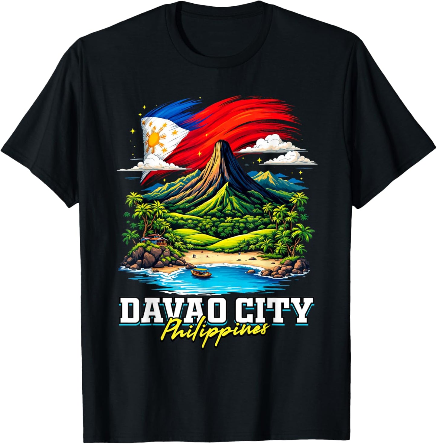 Davao City Philippines Souvenir Filipino Flag T-Shirt - T-Shirt | Black