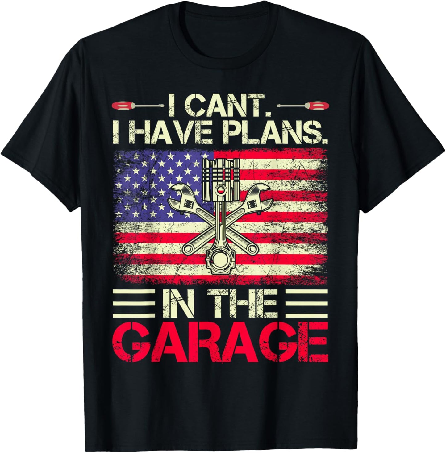 I Can't I Have Plans In The Garage Dad & Grandpa Mechanical T-Shirt - T-Shirt | Black